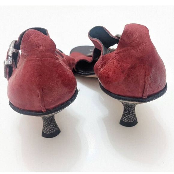 CYDWOQ 37 Heeled Sandals Red Handmade Leather USA - Picture 5 of 8